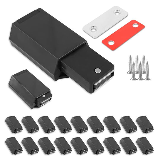 Heavy Duty Push to Open Door Latch, 10 Pack Black Magnetic Push Latches, Hidden Push Touch Latch Hardware for V1192-AZ-W-0926