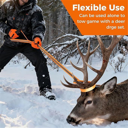 Deer Drag Harness & Rope - Heavy Duty 480lbs Capacity, Reflective Orange Hunting Gear with Comfortable V1192-AZ-W-0930