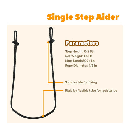 Climbing Stick Aider for Hunting, Daisy Chain Single Step Aider, Hand-Braided Lightweight Rope Ladder Tree V1192-AZ-W-0935