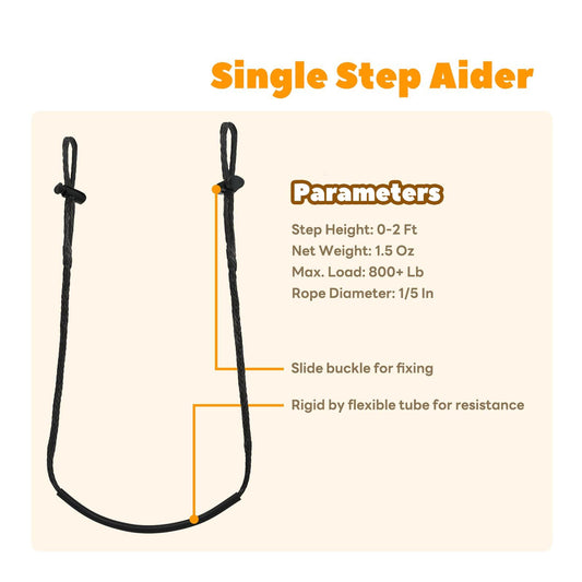 Climbing Stick Aider for Hunting, Daisy Chain Single Step Aider, Hand-Braided Lightweight Rope Ladder Tree V1192-AZ-W-0935