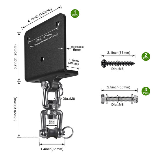 Punching Bag Hanger for Heavy Bag Beam Mount Hardware 360 degrees Rotation Boxing Bag Ceiling Mount I-Beam V1192-AZ-W-0943