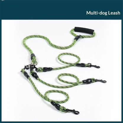 3 Dog Leash No Tangle, Heavy Duty Splitter Coupler, Reflective Strong Triple Multi Way Lead Split, Soft V1192-AZ-W-0946