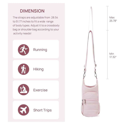 Water Bottle Holder Crossbody Bags for Women for Walking, Hiking, Cycling(pink)Tumbler with Handle, Cup V1192-AZ-W-0947