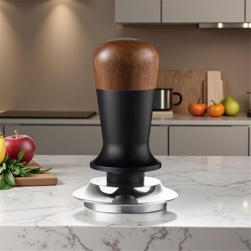 58mm espresso pot, stainless steel corrugated base coffee pot, spring-loaded espresso pot, and walnut wood lid V1192-AZ-W-0956
