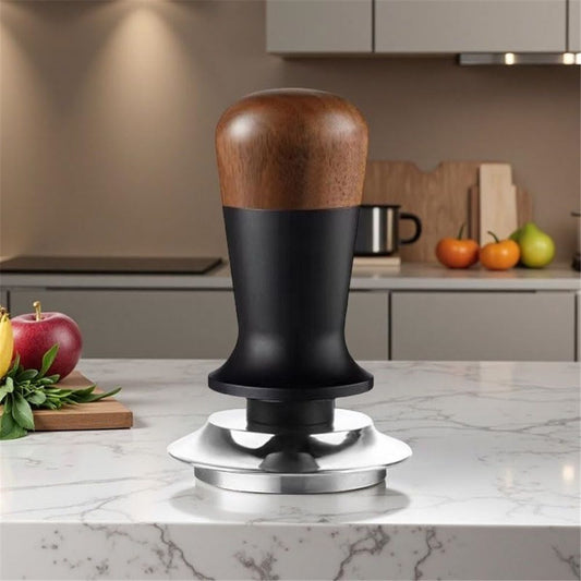 58mm espresso pot, stainless steel corrugated base coffee pot, spring-loaded espresso pot, and walnut wood lid V1192-AZ-W-0956