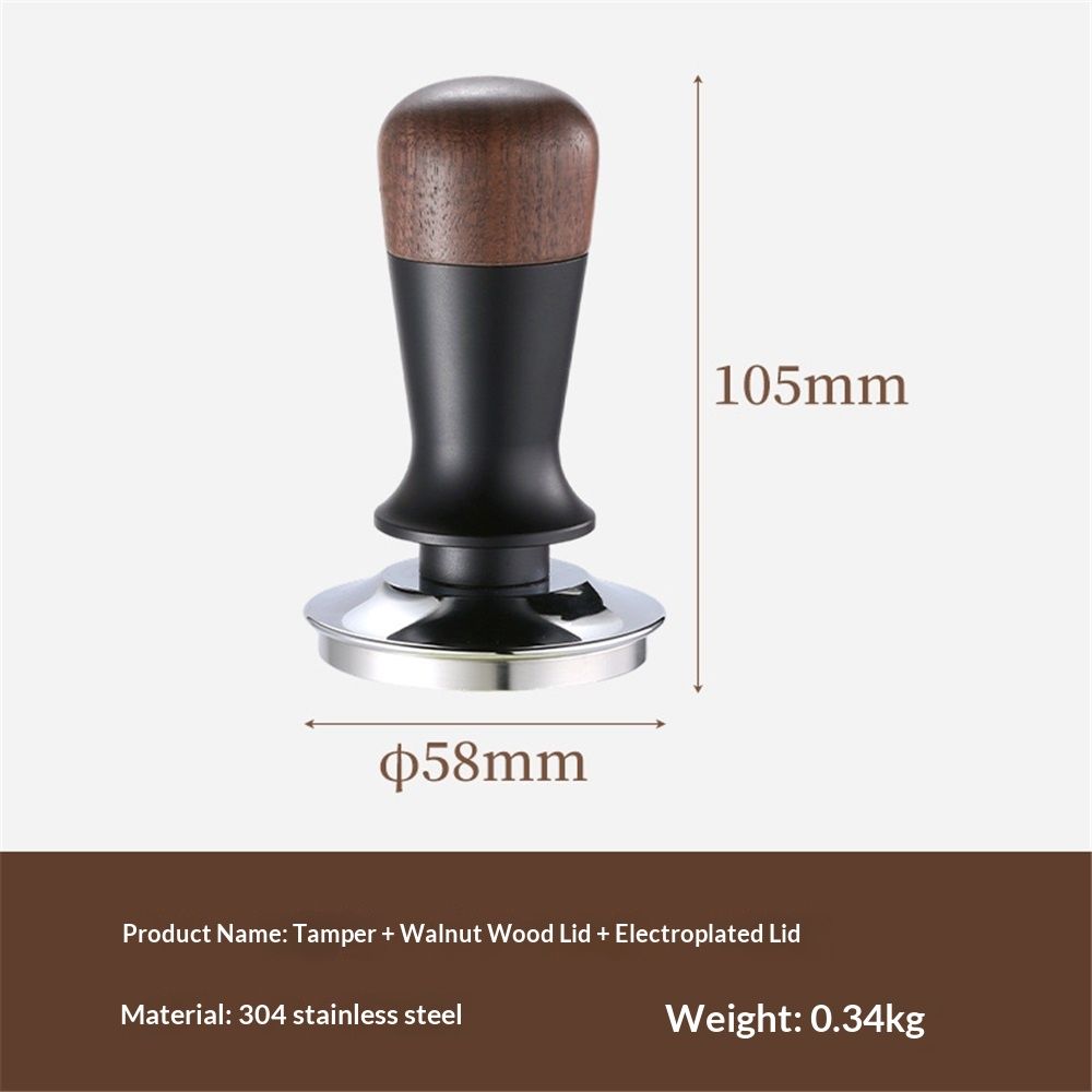 58mm espresso pot, stainless steel corrugated base coffee pot, spring-loaded espresso pot, and walnut wood lid V1192-AZ-W-0956