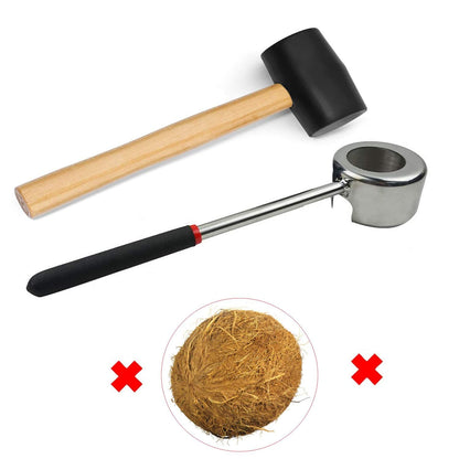 Coconut Opener Set for Young & Mature Coconuts by |Coconut Tools for Meat Removal with Hammer & Stainless V1192-AZ-W-0959