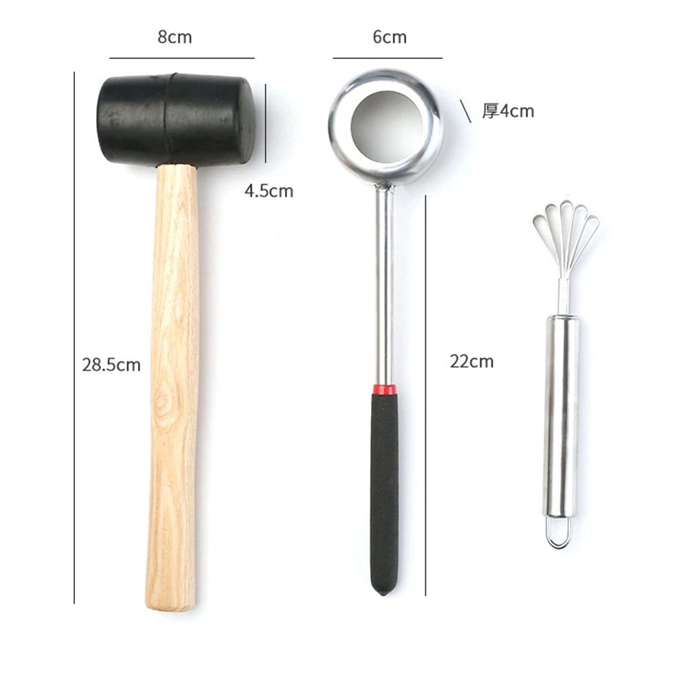 Coconut Opener Set for Young & Mature Coconuts by |Coconut Tools for Meat Removal with Hammer & Stainless V1192-AZ-W-0959