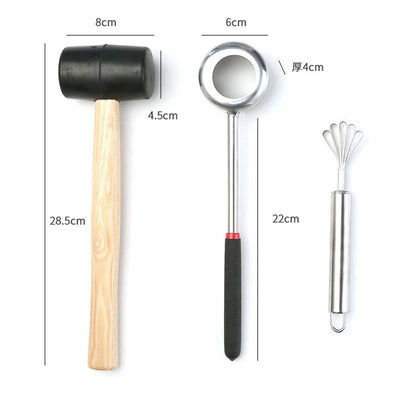 Coconut Opener Set for Young & Mature Coconuts by |Coconut Tools for Meat Removal with Hammer & Stainless V1192-AZ-W-0959