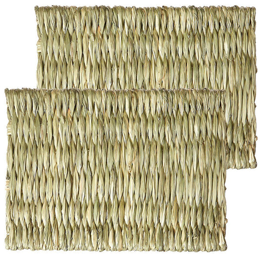 2pcs Woven Grass Mat - All Natural Chewable Grass Mat for Small Pets Pig Foot Mat Rabbit Grass Nest Pet V1192-AZ-W-0972