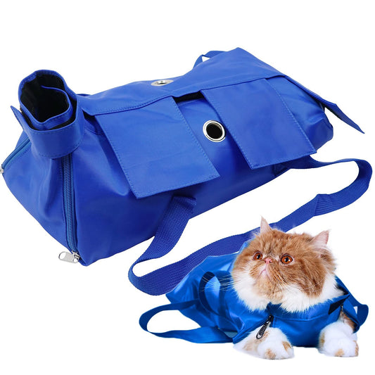 Pet Cat's Restraint Bag for Claw Care Nail Trimming Anti-Scratching Grooming Bag for Cats Medical V1192-AZ-W-0973