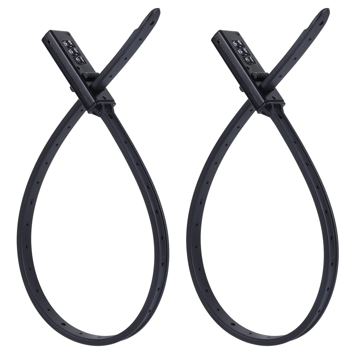 2pcs Zip Tie Lock, 22.05in Adjustable Small Cable Lock with Combination 3 Digit Recodable Combination V1192-AZ-W-0974