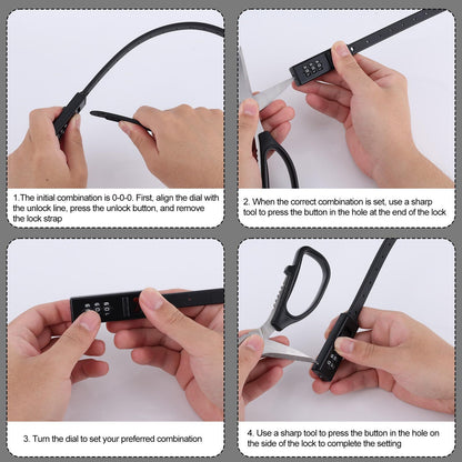 2pcs Zip Tie Lock, 22.05in Adjustable Small Cable Lock with Combination 3 Digit Recodable Combination V1192-AZ-W-0974