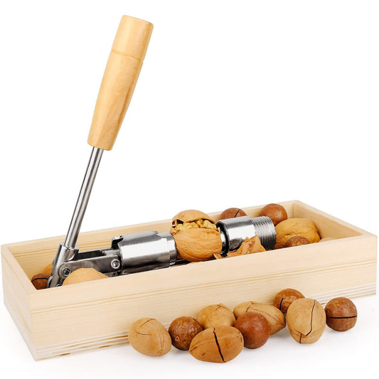 Nutcracker Heavy Duty Nut cracker Pecan Cracker Walnut Cracker Tool with Wood Box Bowl, Pecans, Hazelnuts V1192-AZ-W-0981