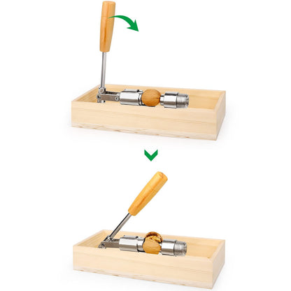 Nutcracker Heavy Duty Nut cracker Pecan Cracker Walnut Cracker Tool with Wood Box Bowl, Pecans, Hazelnuts V1192-AZ-W-0981