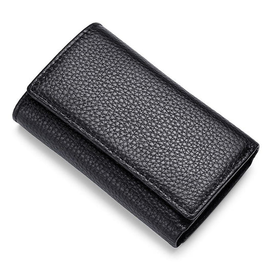 Cowhide Key Holder - Car Key Loop Wallet Slim Keychain Pouch - Practical Key Organizer for Men & Women (black) V1192-AZ-W-0991