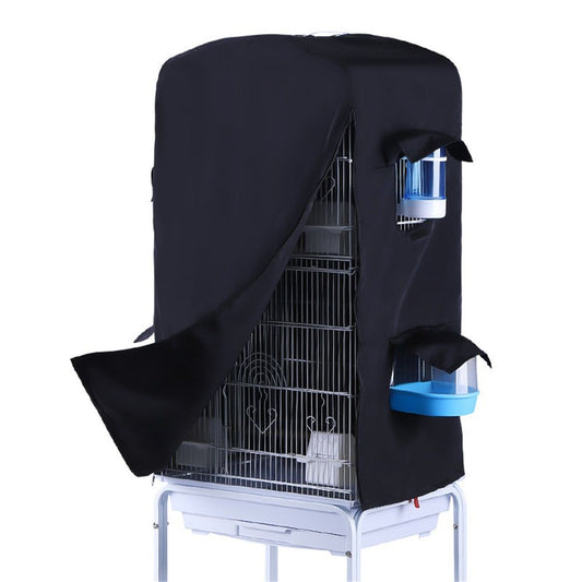 Bird Cage Cover for Night - Black Birdcage Cover with 4 Access Windows -Insulated Birdcage Cover with Dust V1192-AZ-W-0996