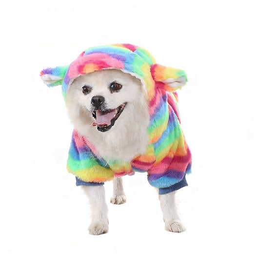 Dog Hoodie for Small to Large Dogs, Cats, Tie-dye Blue Pink Yellow Spiral Rainbow Spring Autumn Puppy Outfits V1192-AZ-W-1006