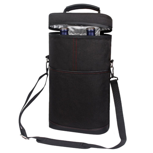 2 Bottle Leakproof Insulated Wine Tote Carrier Bag - Padded Cooler for Travel, Restaurants, Tasting, Parties, V1192-AZ-W-1009