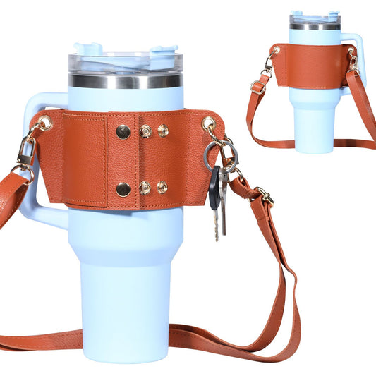 2 pack Water Bottle Holder with Strap 40oz, Simple Modern 40oz Tumbler, Vegan Leather Waterbottle Bag Holder, V1192-AZ-W-1015