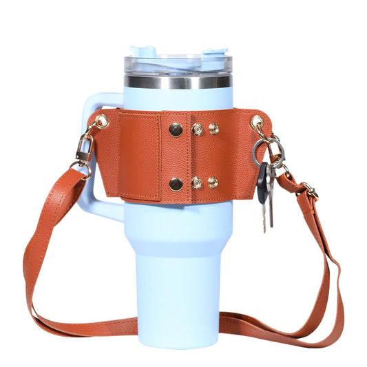2 pack Water Bottle Holder with Strap 40oz, Simple Modern 40oz Tumbler, Vegan Leather Waterbottle Bag Holder, V1192-AZ-W-1015