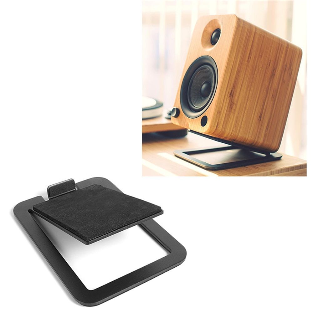 Tilted Desktop Speaker Stands for Medium Bookshelf Speakers & Mid-Studio Monitors | Damping Foam Padding | V1192-AZ-W-1017