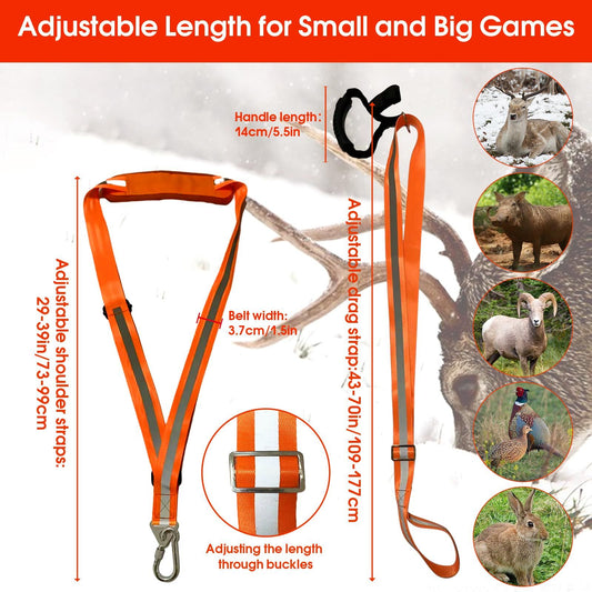 Deer Drag Strap and Harness Heavy Duty Safety Deer Dragging Rope Hunting Accessories for Hunters V1192-AZ-W-1034