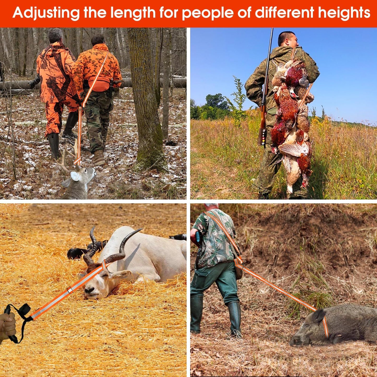 Deer Drag Strap and Harness Heavy Duty Safety Deer Dragging Rope Hunting Accessories for Hunters V1192-AZ-W-1034