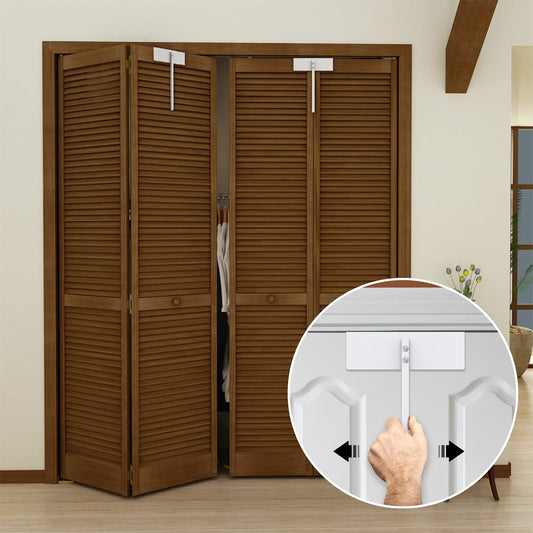 Metal Bifold Door Lock - Double Door Locks Keep Cats&Dogs Out of Closets, Cabinets, Pantry - No Need Install V1192-AZ-W-1038