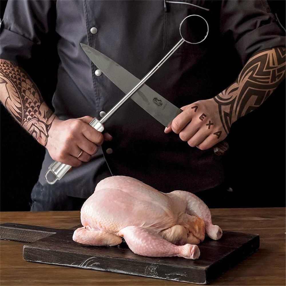 Stainless Steel Lung Remover, Textured Handle, Angled Head, Easy Clean Materials,Lung Scraper of Chicken V1192-AZ-W-1044