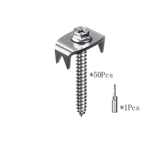 Fence Staples, 304 Stainless Steel Fence Nails for Softwood, Reusable Wire Fence Staples Screws for Mesh and V1192-AZ-W-1045