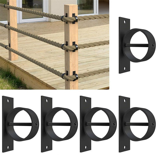 4 Packs 2inch Black Rope Support Holder with Cross Screw Securing Rope Drop Ring Brackets Stainless Steel V1192-AZ-W-1046