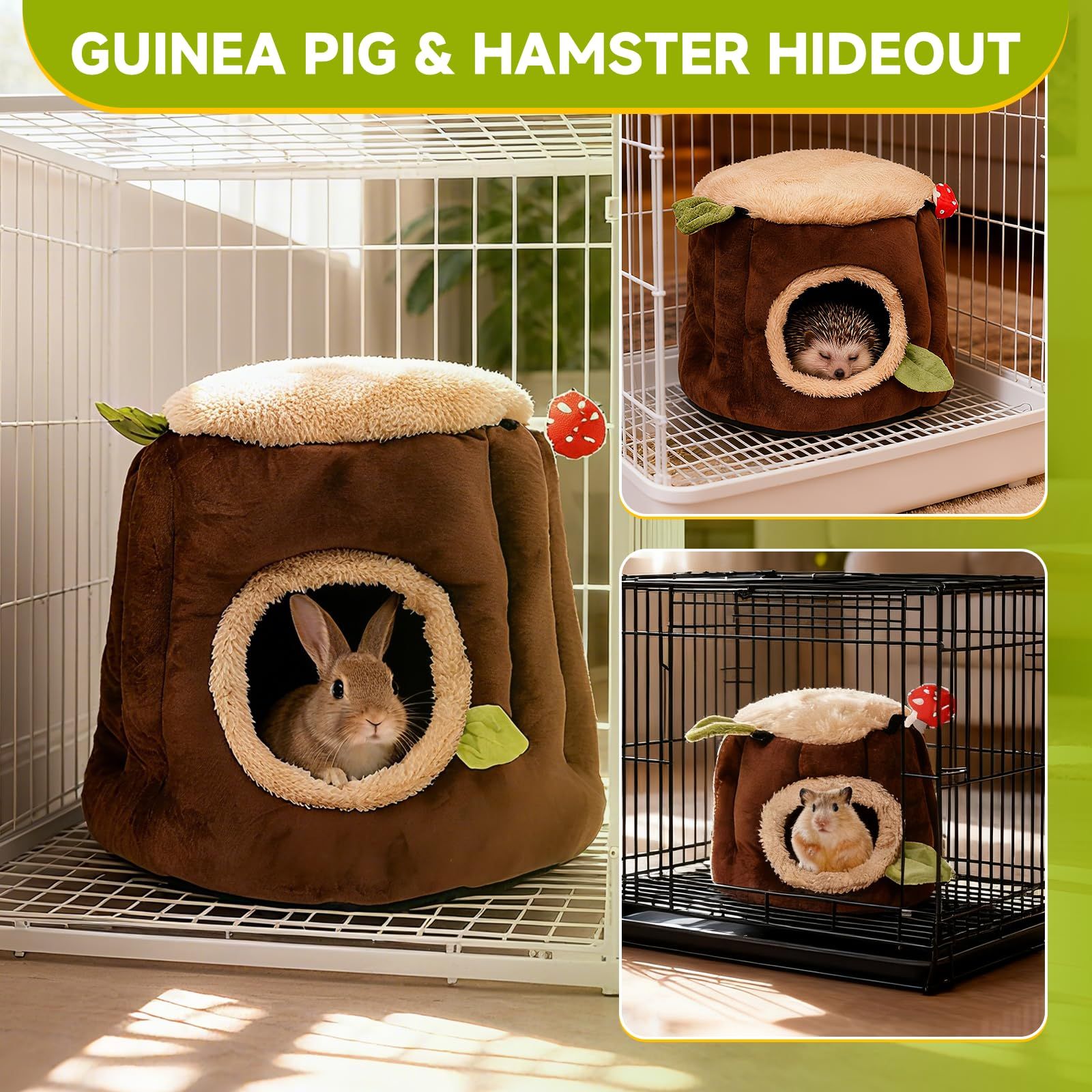 Guinea Pig Hamster Bedding or Hideout for Mouse Mice Rat Ferret Bunny Fluff Bedding Bed House Cage V1192-AZ-W-1050