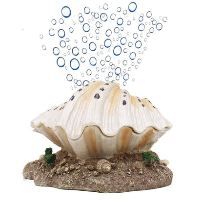 Aquarium Shell Decoration with Air Stone Bubble Tropical Clam Ornament Aquarium Landscaping Decoration V1192-AZ-W-1051