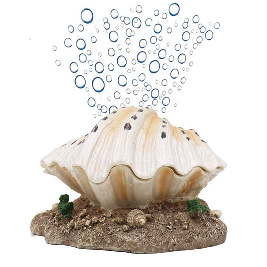 Aquarium Shell Decoration with Air Stone Bubble Tropical Clam Ornament Aquarium Landscaping Decoration V1192-AZ-W-1051