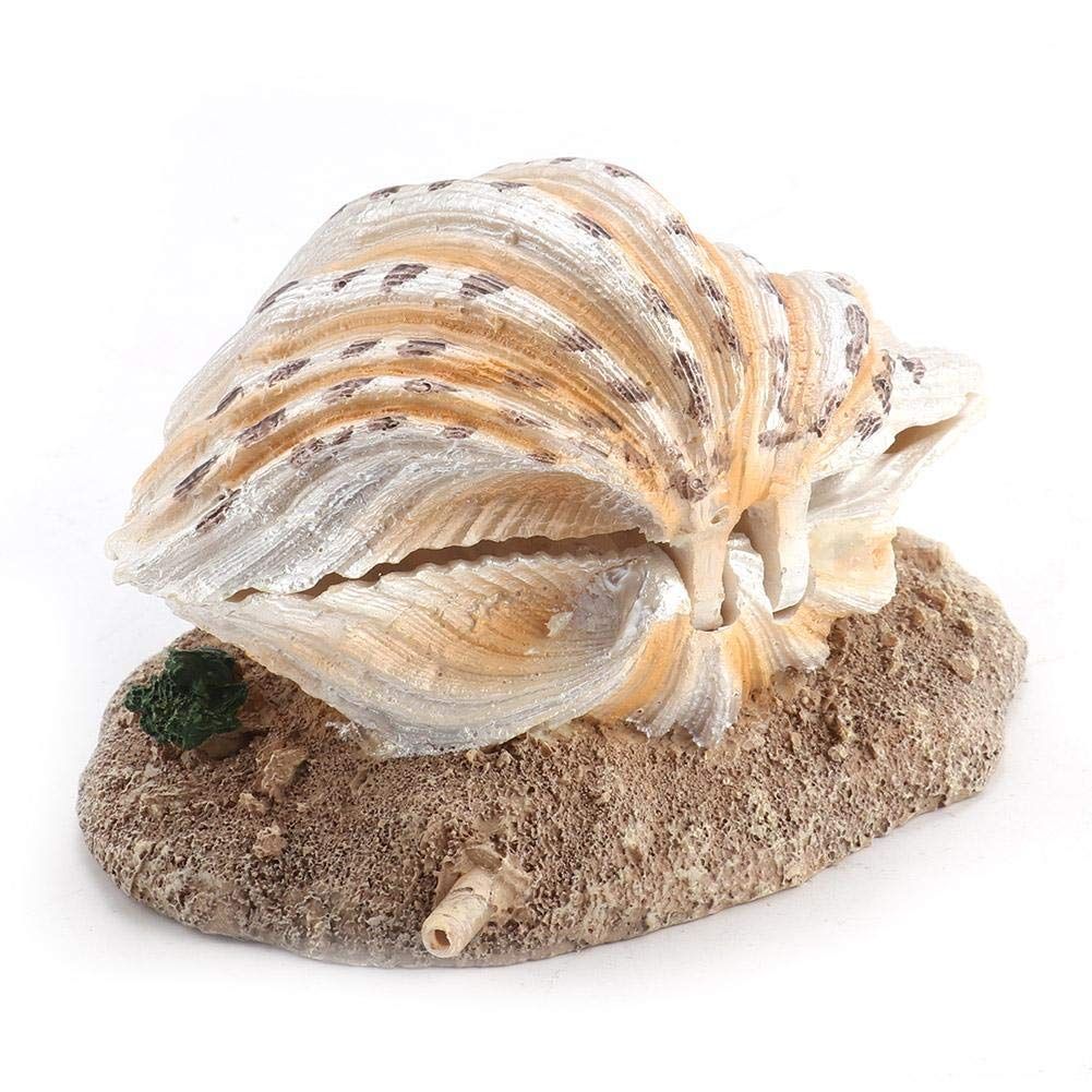 Aquarium Shell Decoration with Air Stone Bubble Tropical Clam Ornament Aquarium Landscaping Decoration V1192-AZ-W-1051