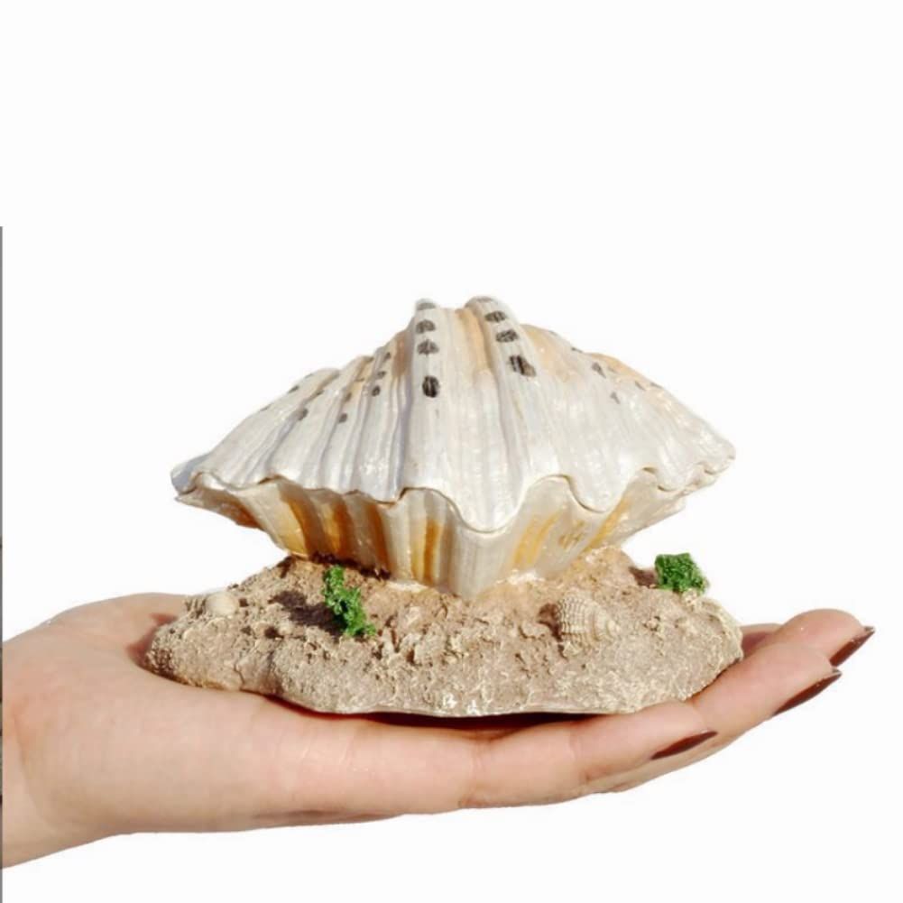 Aquarium Shell Decoration with Air Stone Bubble Tropical Clam Ornament Aquarium Landscaping Decoration V1192-AZ-W-1051