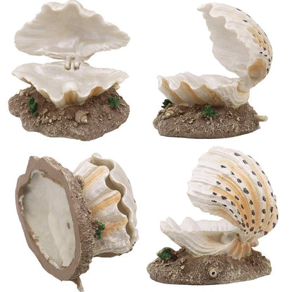 Aquarium Shell Decoration with Air Stone Bubble Tropical Clam Ornament Aquarium Landscaping Decoration V1192-AZ-W-1051