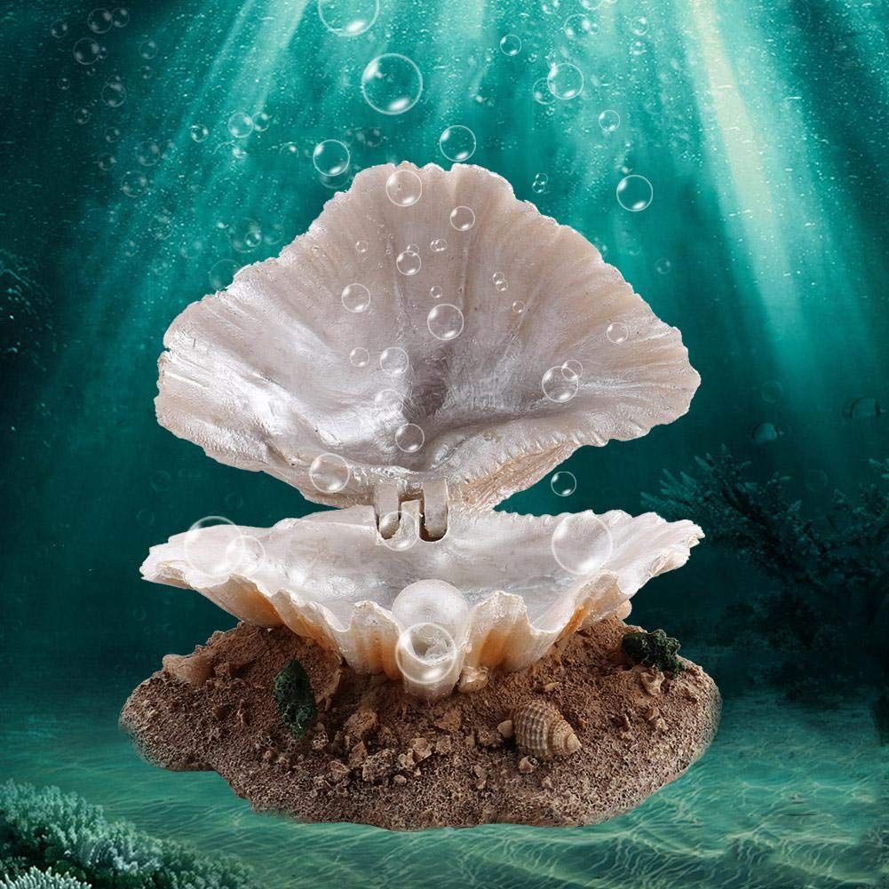 Aquarium Shell Decoration with Air Stone Bubble Tropical Clam Ornament Aquarium Landscaping Decoration V1192-AZ-W-1051
