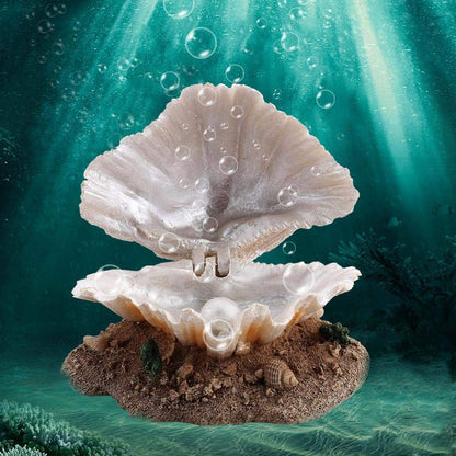 Aquarium Shell Decoration with Air Stone Bubble Tropical Clam Ornament Aquarium Landscaping Decoration V1192-AZ-W-1051