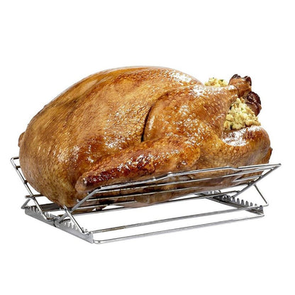 Adjustable Roasting Rack for 27.6 * 26.2 * 1.8cm, Stainless Steel Turkey Rack Insert - Fits Oven, Smoker & V1192-AZ-W-1052