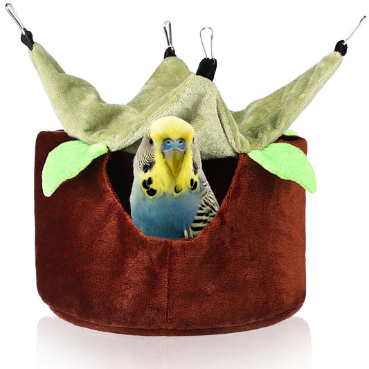 Two Layers Bird Parrot Bed Nest Snuggle Hammock for Parakeet Lovebird Cockatoos,Warm Sugar Glider Ferret Bed V1192-AZ-W-1054