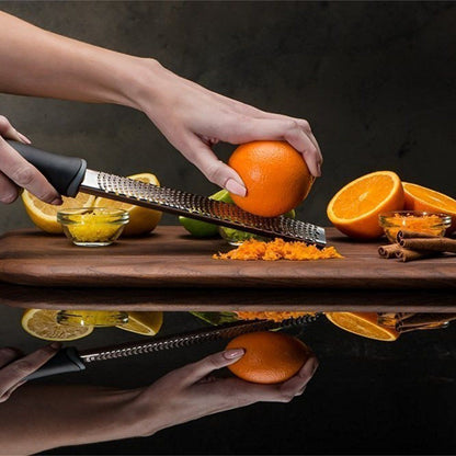 Lemon Zester, Stainless Steel Kitchen Cheese Grater, Plastic Cover Ergonomic Soft Black Handle(black) V1192-AZ-W-1058