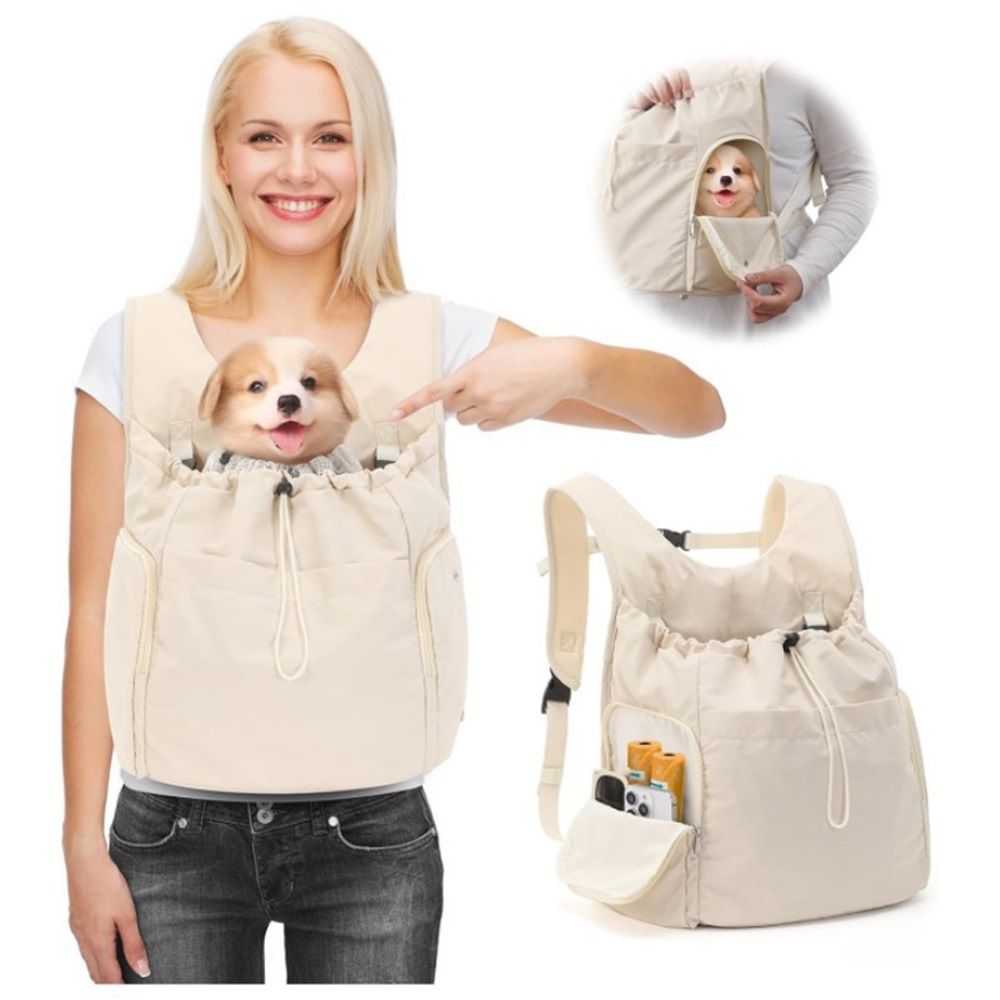 Dog Front Carrier Backpack, Adjustable Pet Dog Carrier Backpack Ventilated Mesh Dog Travel Backpack with V1192-AZ-W-1061