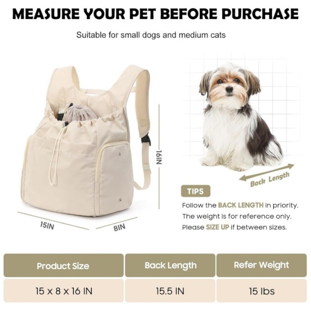 Dog Front Carrier Backpack, Adjustable Pet Dog Carrier Backpack Ventilated Mesh Dog Travel Backpack with V1192-AZ-W-1061