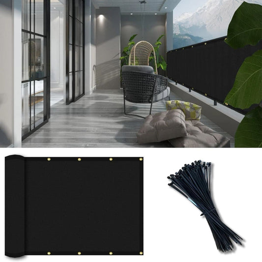 Balcony Privacy Screen Fence Cover 3'x10', Shade Mesh Fabric with Cable Ties, 90% Visibility Block, UV & Wind V1192-AZ-W-1063