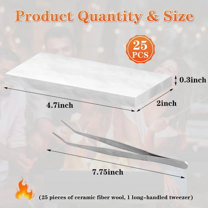 48PCS Ceramic Wool Wick for Tabletop Fire Pit, Table Top Firepit Sponge Fuel Core for Bioethanol Rubbing V1192-AZ-W-1066