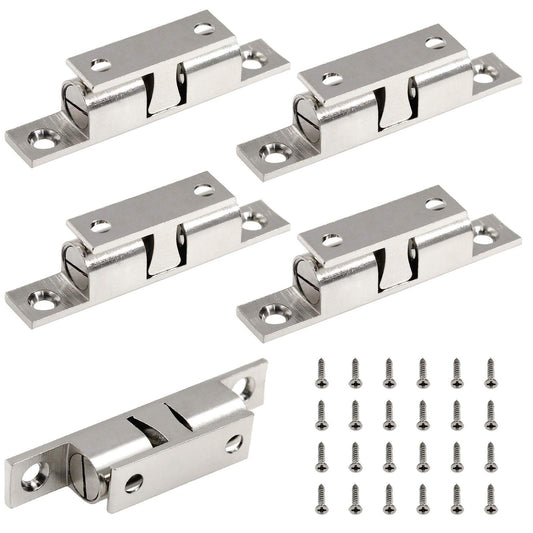 5Pcs 2.75"/ 70mm Double Ball Tension Roller Catch Latch, Solid Brass Hardware Fitting with Screws for V1192-AZ-W-1067