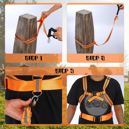 Deer Drag Strap and Dual Harness with Reflective Strips Heavy Duty Deer Dragging Rope Hunting for Hunters V1192-AZ-W-1071
