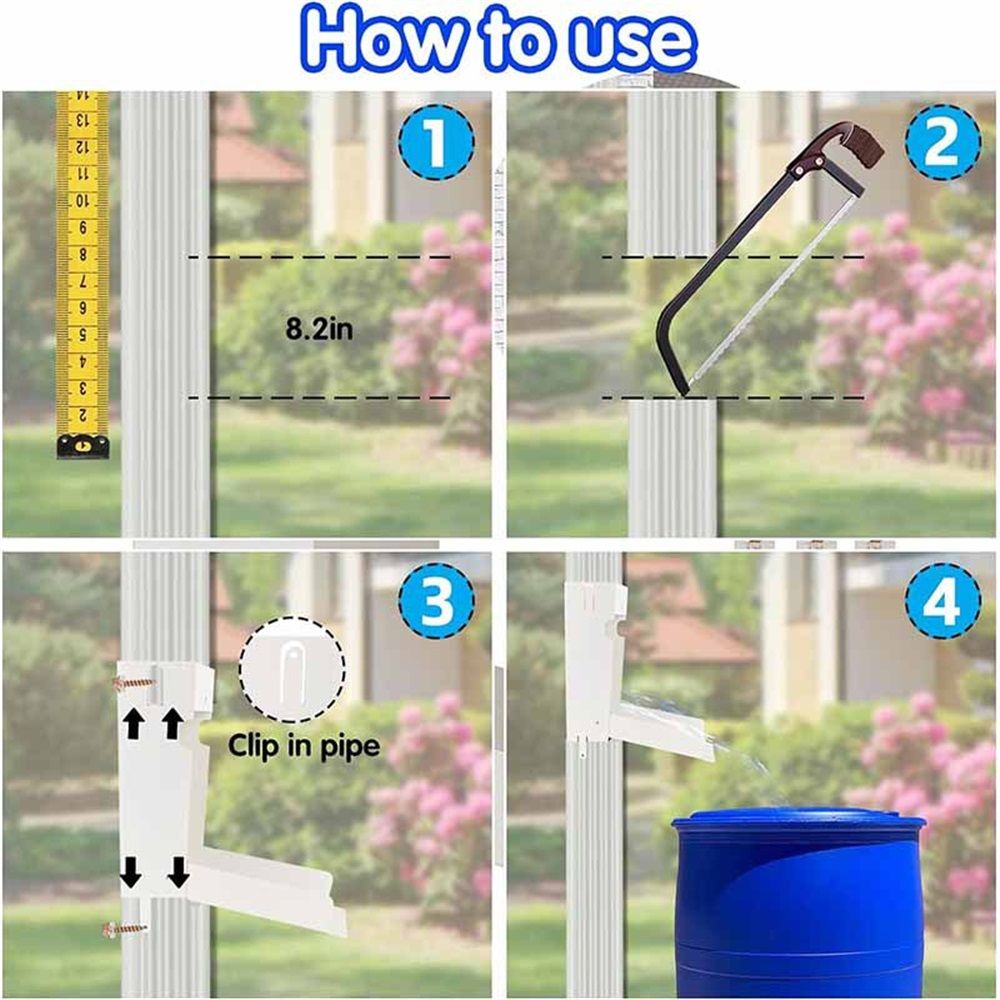 Rainwater Collection System, Rain Barrel Diverter Catching Collection System, Stainless Steel Raindrop V1192-AZ-W-1082